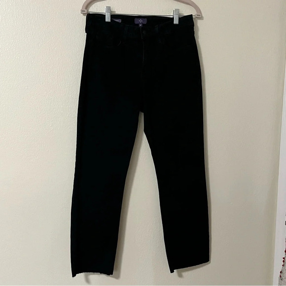 NYDJ Marilyn Raw hem dark wash straight leg jeans in size 8 Petite relaxed fit - Picture 1 of 6